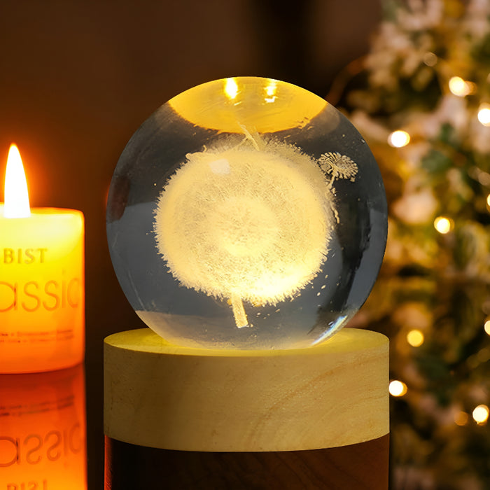 3D Crystal Ball Dandelion LED Night Light