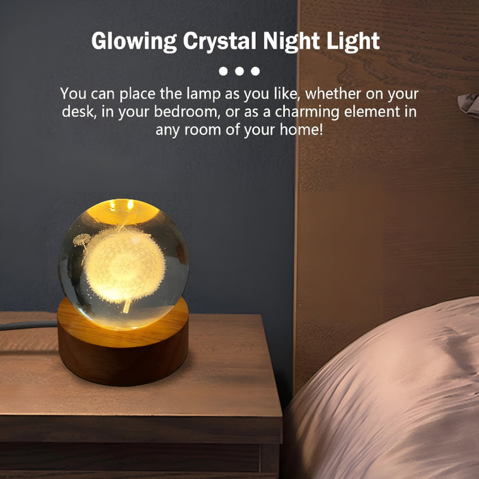 3D Crystal Ball Dandelion LED Night Light