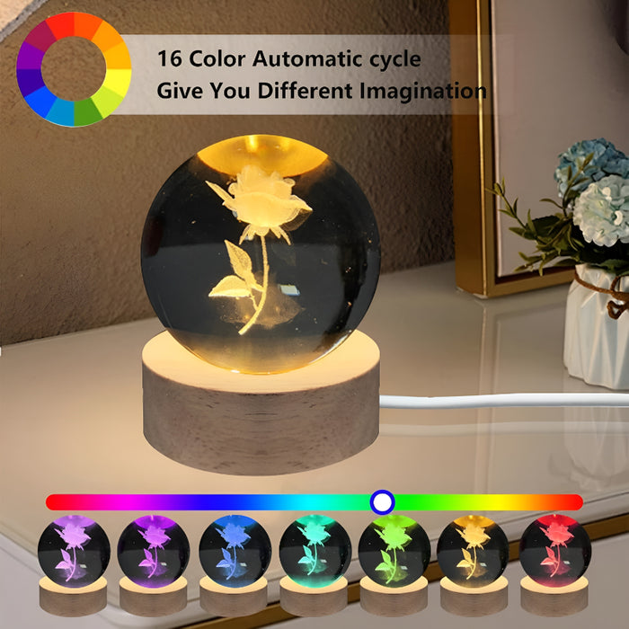 3D Crystal Ball Rose LED Night Light
