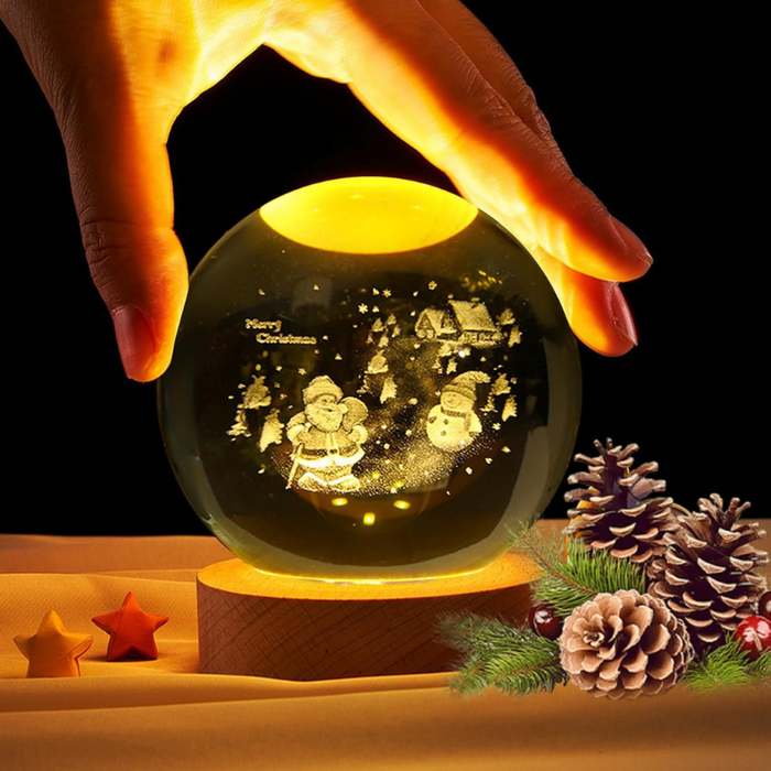 Festive 3D Crystal Ball Merry Christmas LED Light