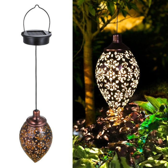 Olive Shaped Waterproof Solar Garden LED Hanging Lantern Light