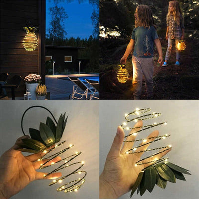 2 Pieces Pineapple 25 LED Hanging Lawn Solar Lamp