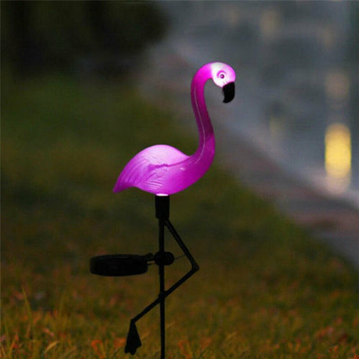 Solar Power Pink Flamingo Garden Decor Light