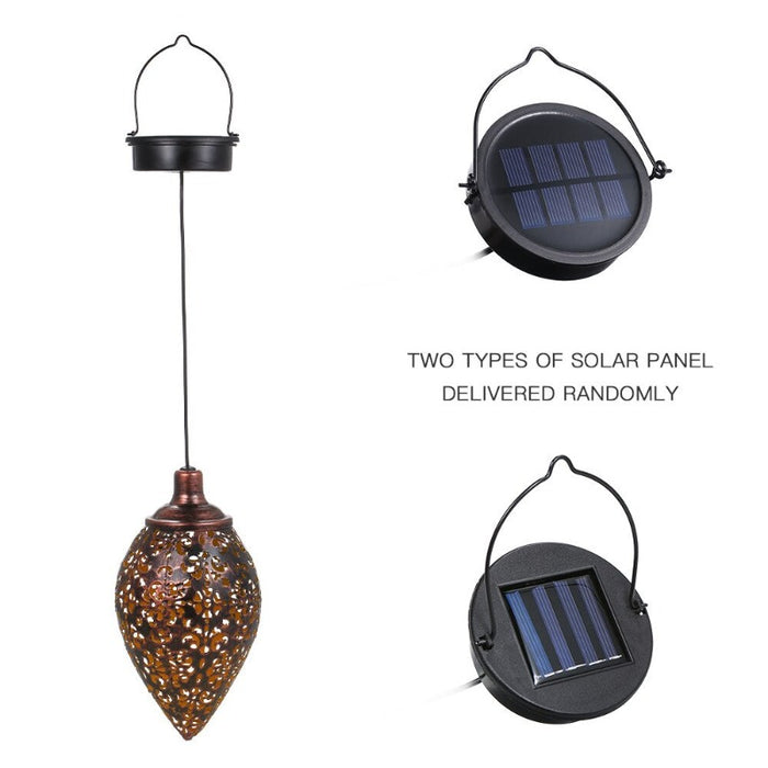 Olive Shaped Waterproof Solar Garden LED Hanging Lantern Light