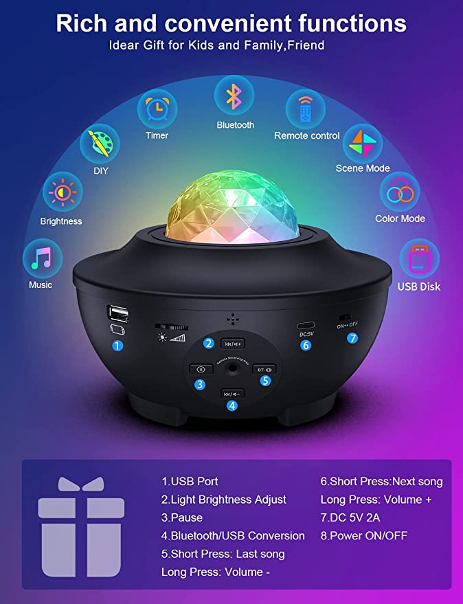 360 Galaxy Star Light Projector