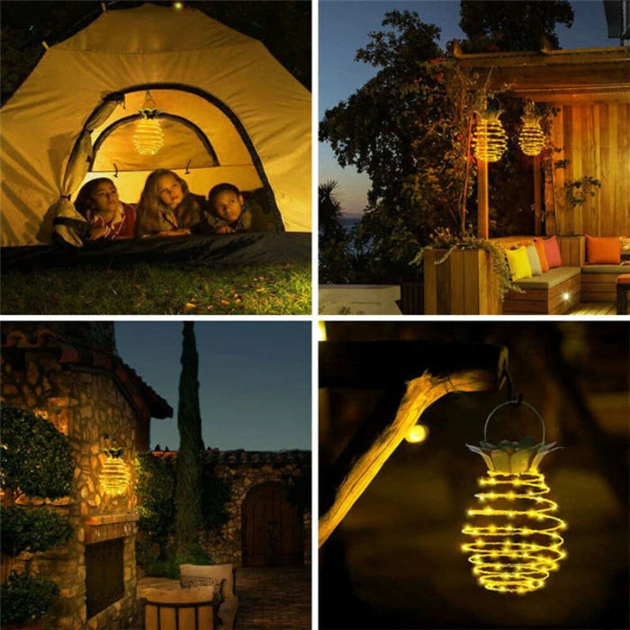 2 Pieces Pineapple 25 LED Hanging Lawn Solar Lamp