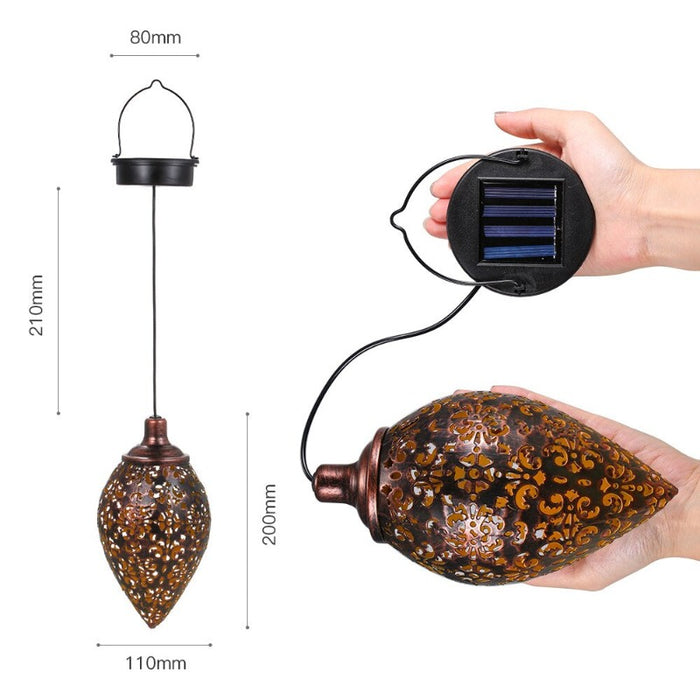 Olive Shaped Waterproof Solar Garden LED Hanging Lantern Light