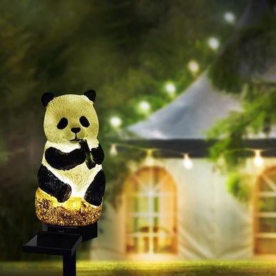 Outdoor Decor Waterproof Resin Panda LED Solar Lamp