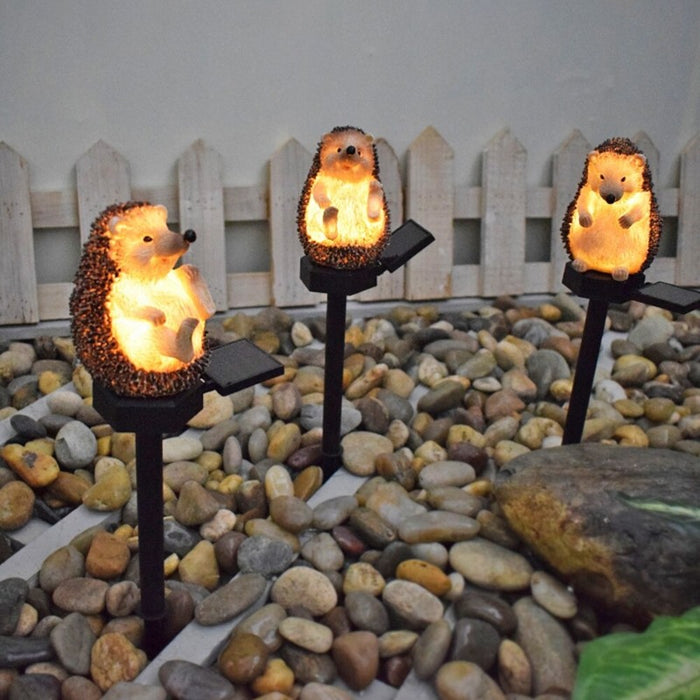 Outdoor Decor Waterproof Resin Hedgehog LED Solar Lamp