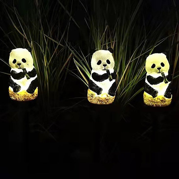 Outdoor Decor Waterproof Resin Panda LED Solar Lamp