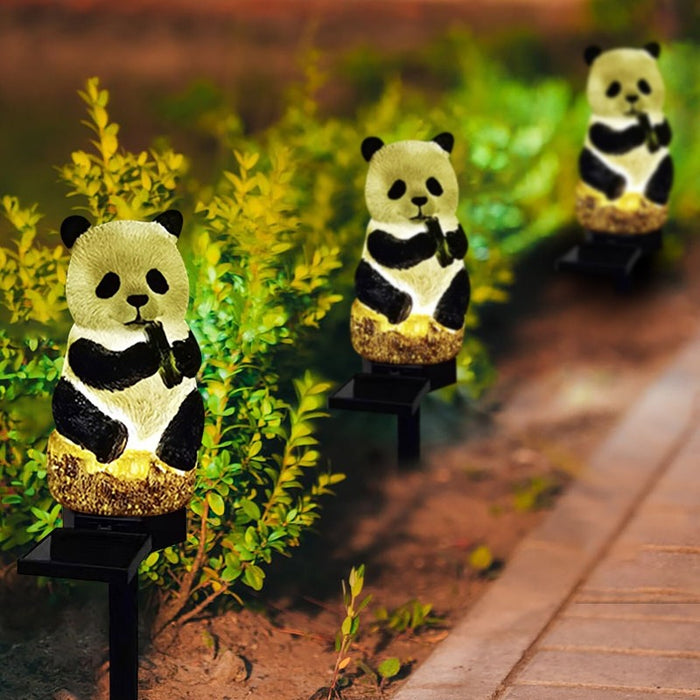 Outdoor Decor Waterproof Resin Panda LED Solar Lamp