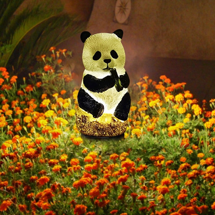 Outdoor Decor Waterproof Resin Panda LED Solar Lamp