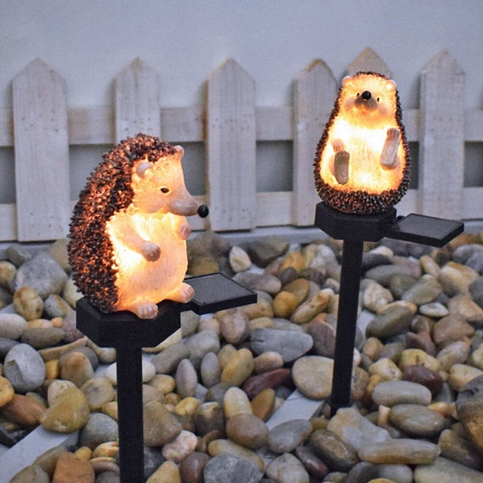 Outdoor Decor Waterproof Resin Hedgehog LED Solar Lamp