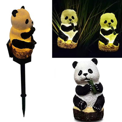 Outdoor Decor Waterproof Resin Panda LED Solar Lamp