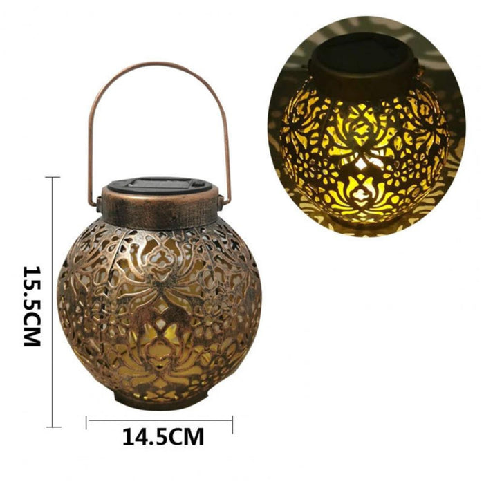 Waterproof Retro Hollow Iron Art Solar LED Lamp