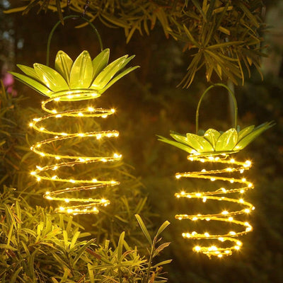 2 Pieces Pineapple 25 LED Hanging Lawn Solar Lamp